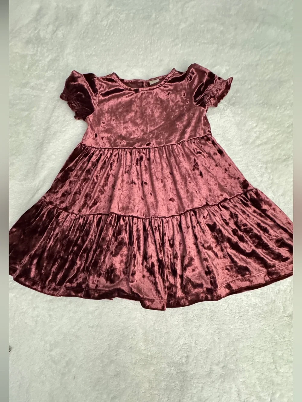 OshKosh B'gosh Girls' Velvet Tiered Dress in Burgundy